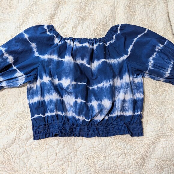 NWT GAP Crop Top Sz. L Blue Tie Dye - Picture 1 of 7